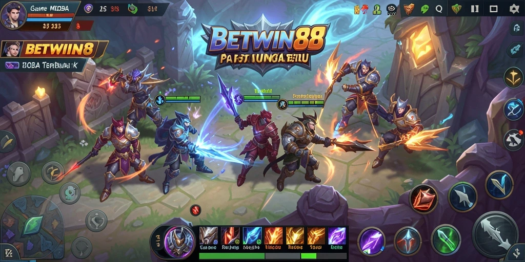 Tampilan seru pertarungan di game MOBA BETWIN88.