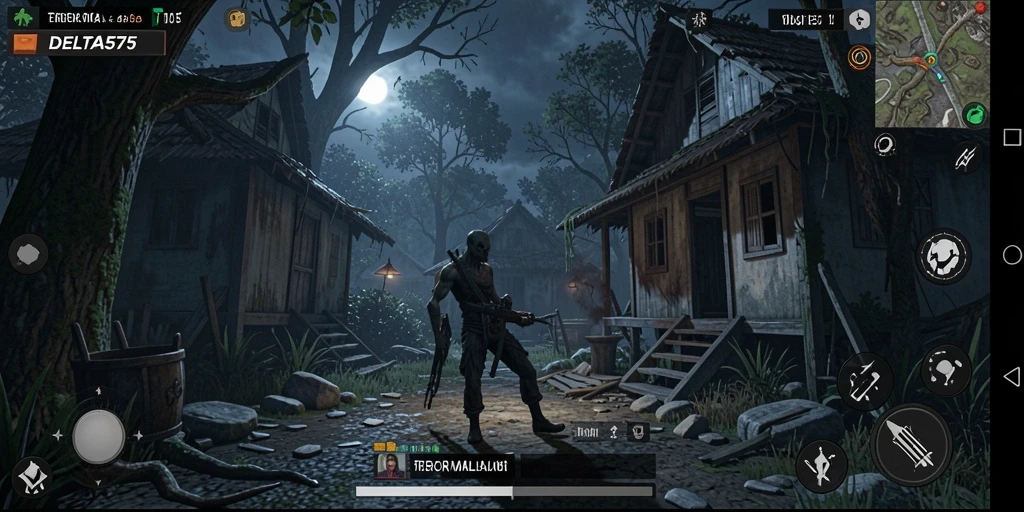 Tampilan gameplay menegangkan dengan suasana horor yang kental.