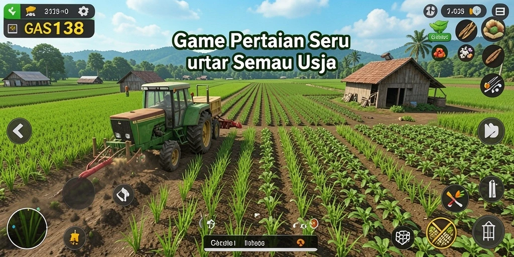 Screenshot gameplay GAS138 dengan aktivitas bertani yang seru.