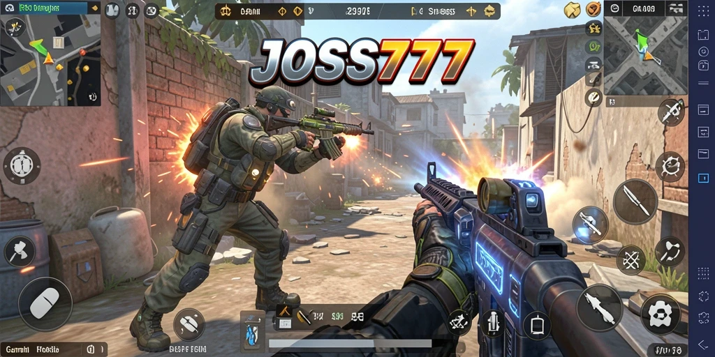 Tampilan gameplay JOSS777 yang menegangkan dalam mode FPS.