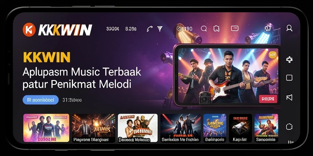 Tampilkan gameplay KKWIN dengan berbagai fitur musik menarik.
