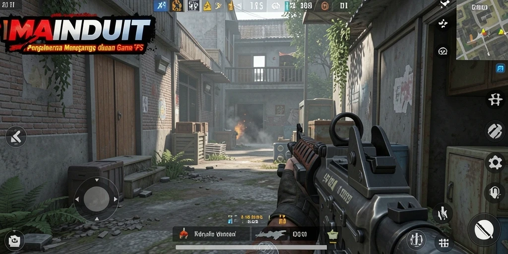Tampilan gameplay intens dari MAINDUIT dalam mode FPS.