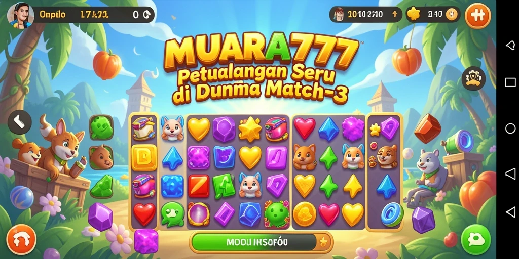 Tampilan gameplay seru MUARA777 saat mencocokkan simbol-simbol di papan.