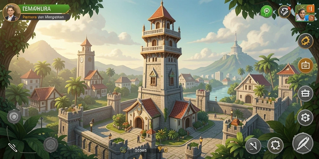Tangkapan layar menarik dari gameplay menara pertahanan V98.